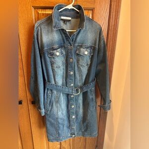 Denim Shirt Dress Plus Size 16 Stretch Belt Eloquii Sz 16